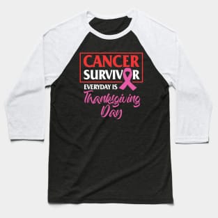 Breast Cancer Survivor Pink Ribbon Design Baseball T-Shirt